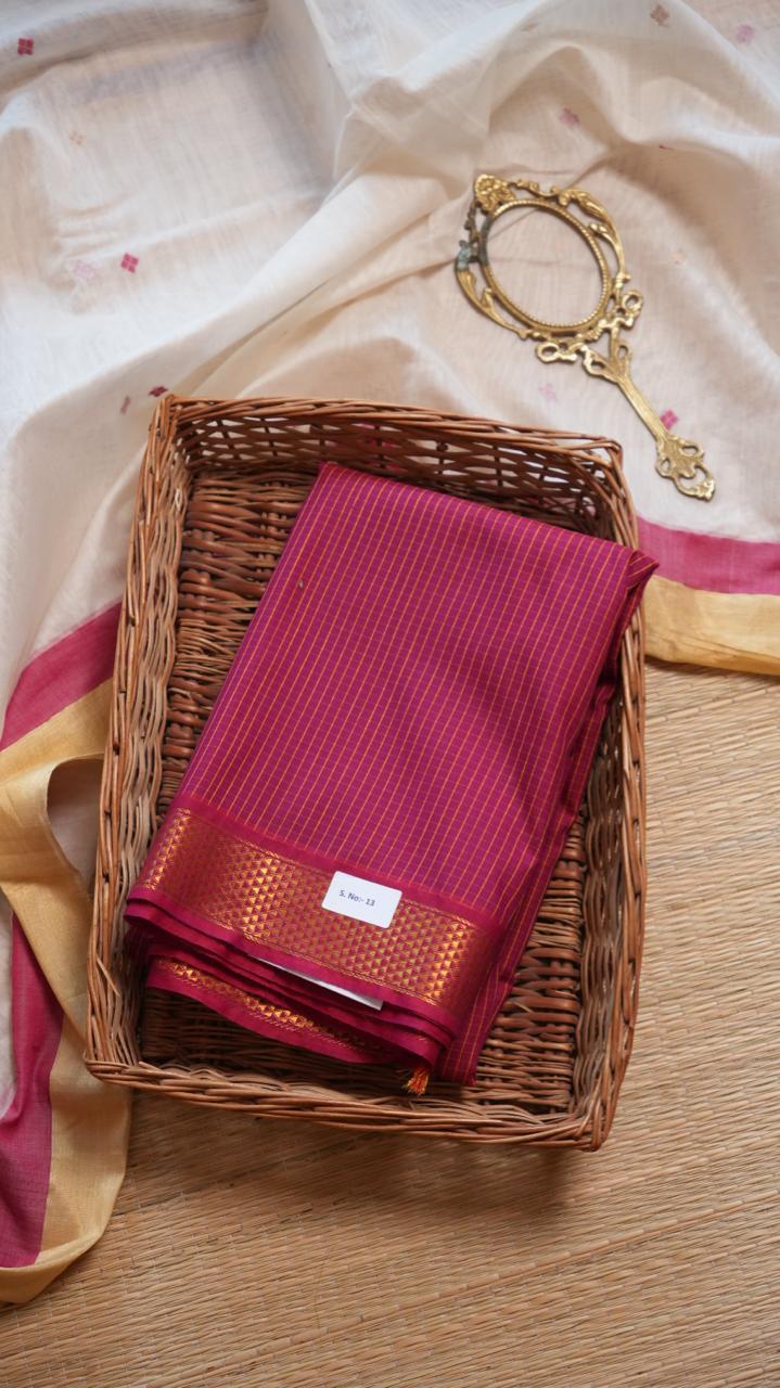 Semi Silk Podi Kattam Saree - 01-03-13-02 (FORBIDDEN FUCHSIA)