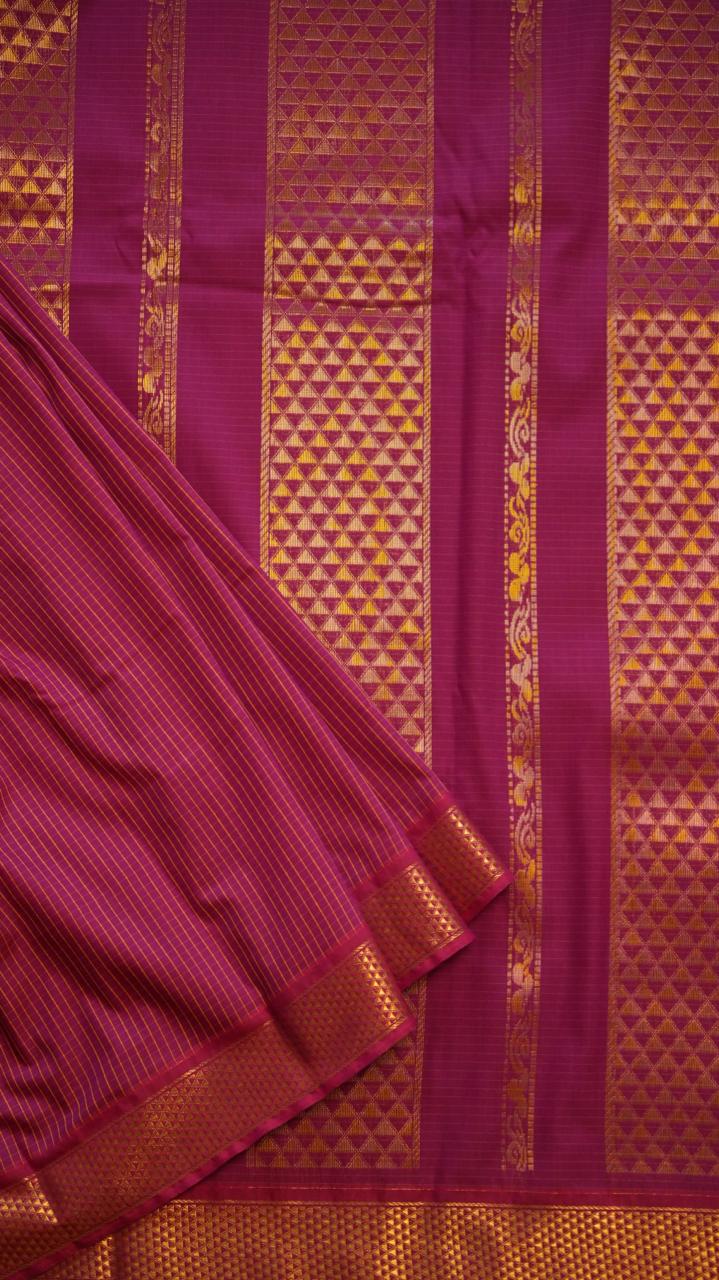 Semi Silk Podi Kattam Saree - 01-03-13-02 (FORBIDDEN FUCHSIA)