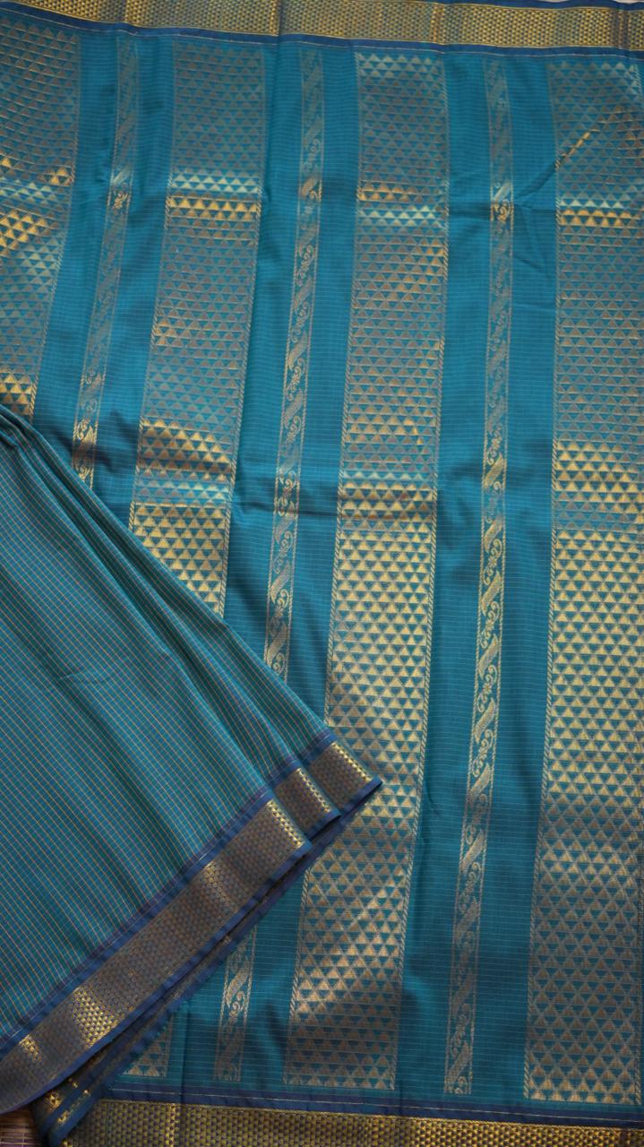 Semi Silk Podi Kattam Saree - 01-03-13-04 (JADE GREEN)