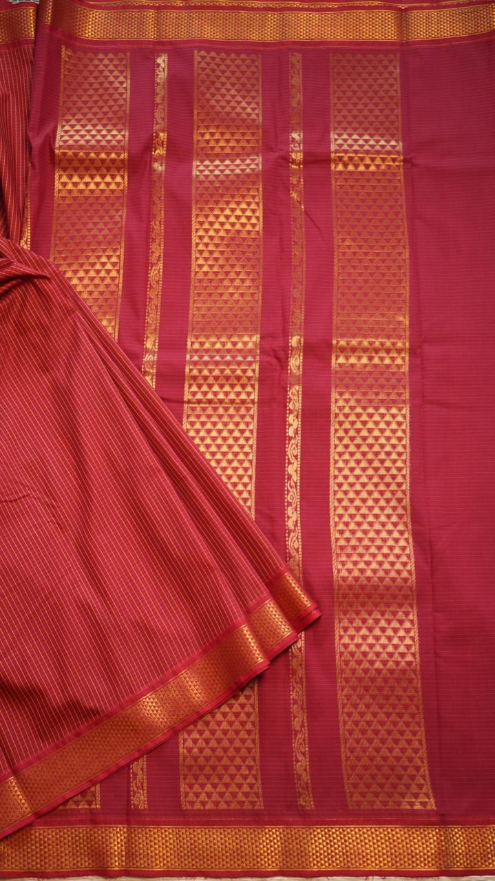 Semi Silk Podi Kattam Saree - 01-03-13-07 (FLAMENCO RED)