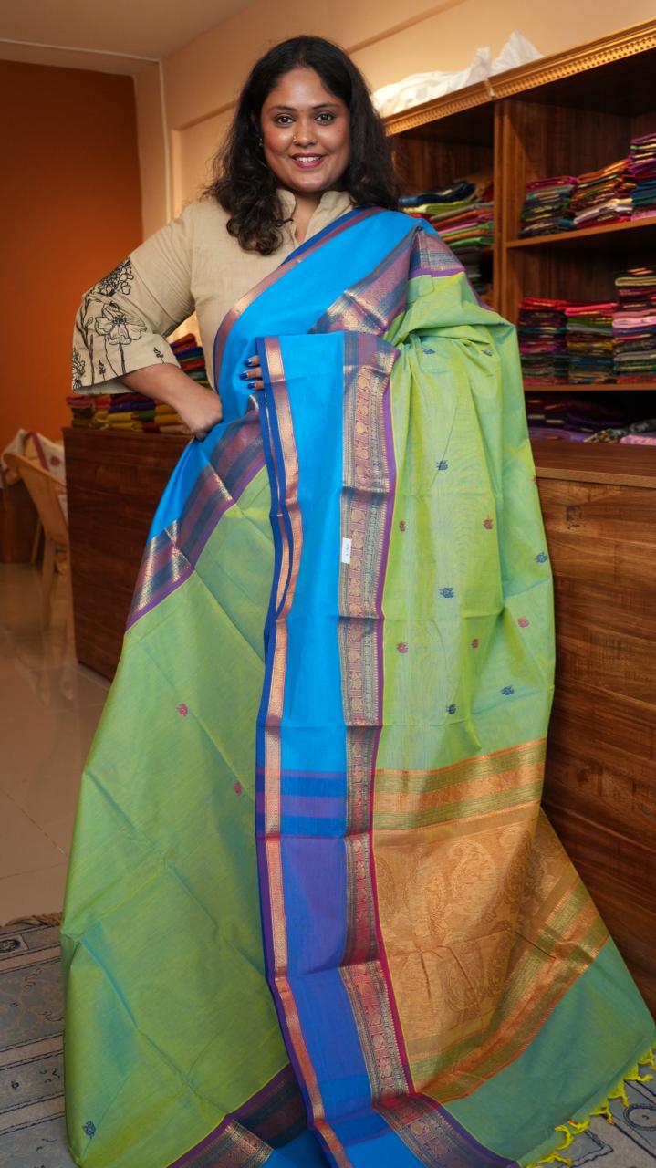 Kanchi Cotton Saree - 01-03-08-03 ( AMMAN PACHARISI )