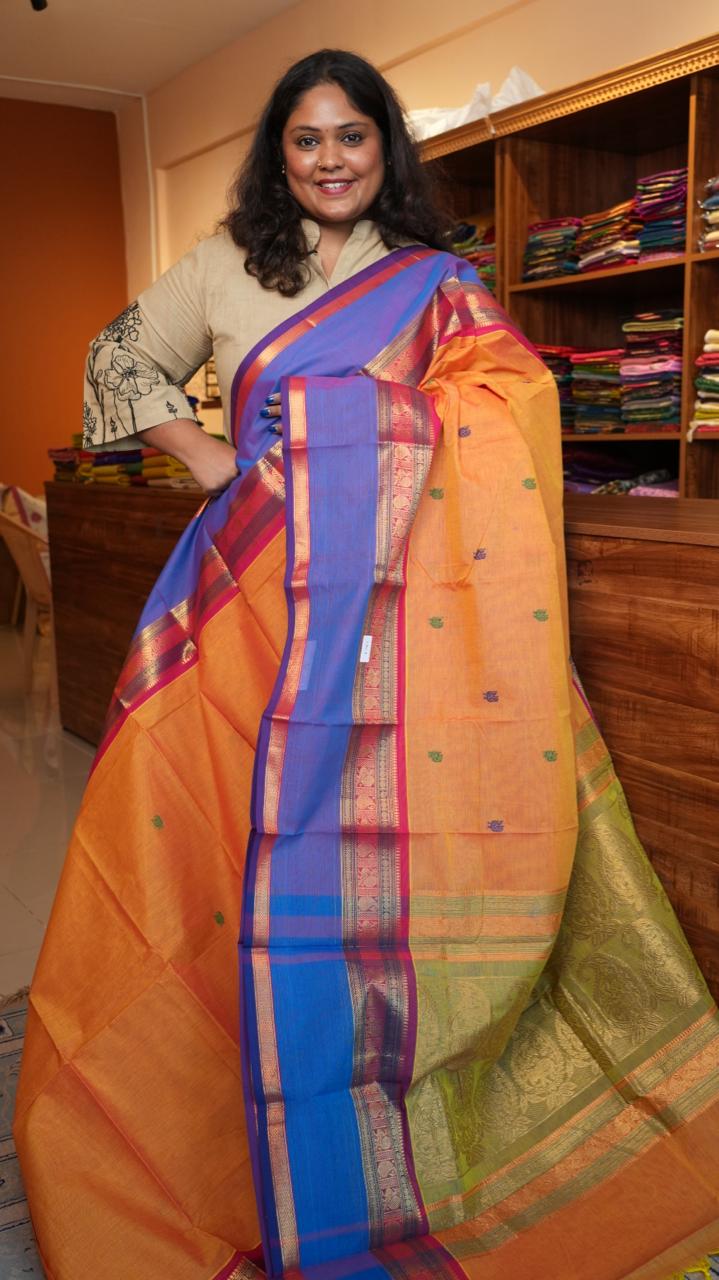Kanchi Cotton Saree - 01-03-08-01 (KANAKAMBARAM)
