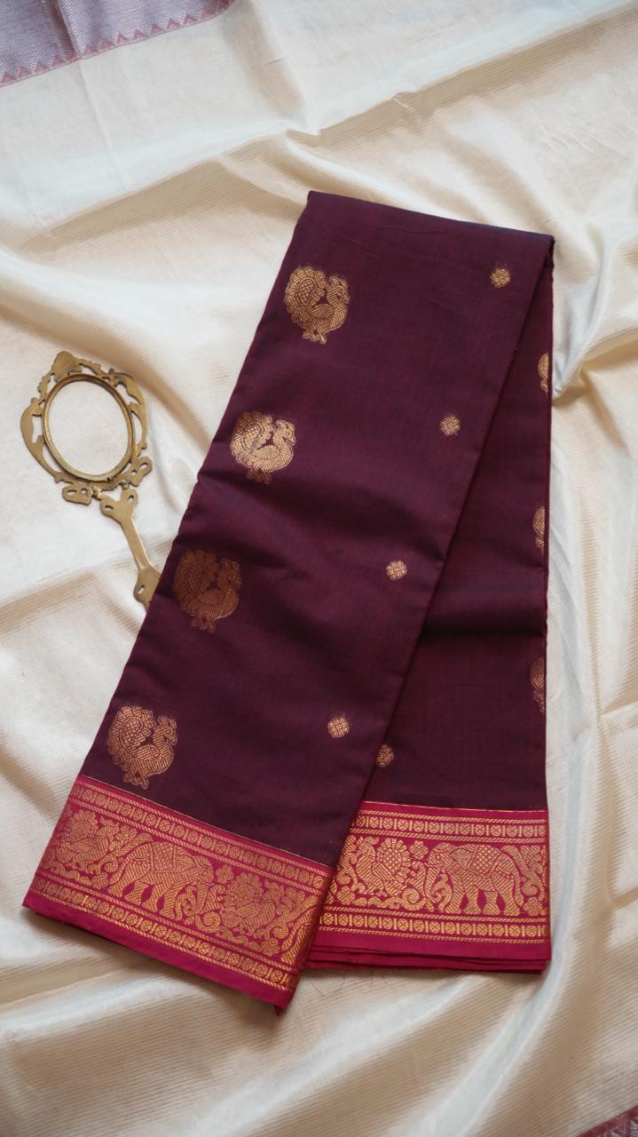 Kanchivaram Mercerised Cotton Saree - 01-03-09-13 (Magenta Pink)