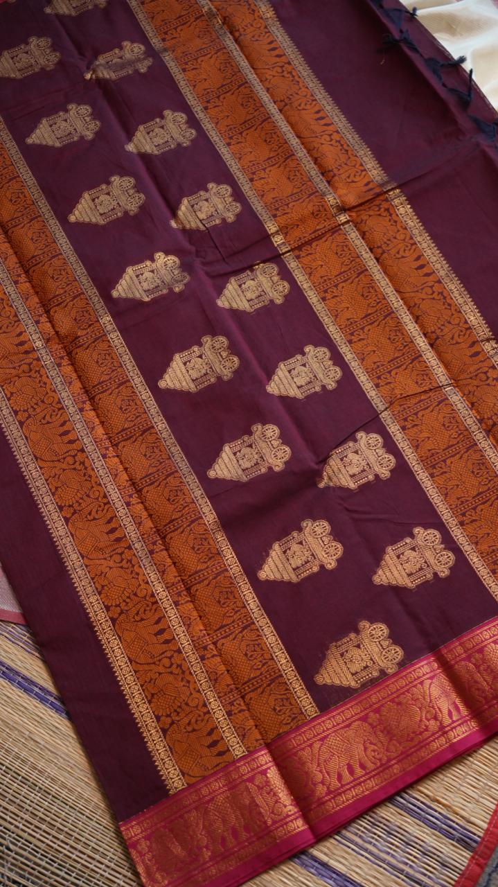 Kanchivaram Mercerised Cotton Saree - 01-03-09-13 (Magenta Pink)