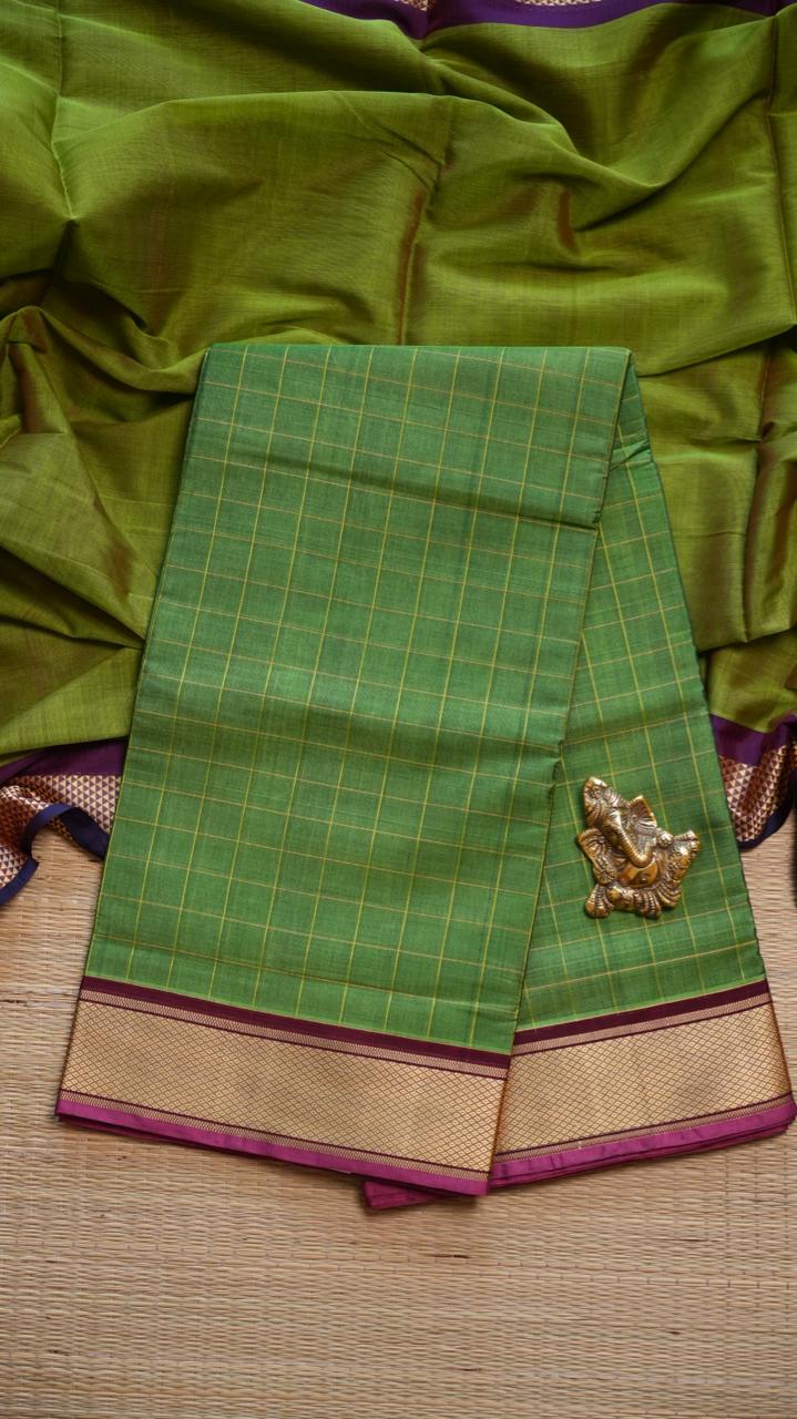 Devendra 10.5 Yards Madisar Saree - 12-10B-12-10.5Y-01 (Parrot Pink)