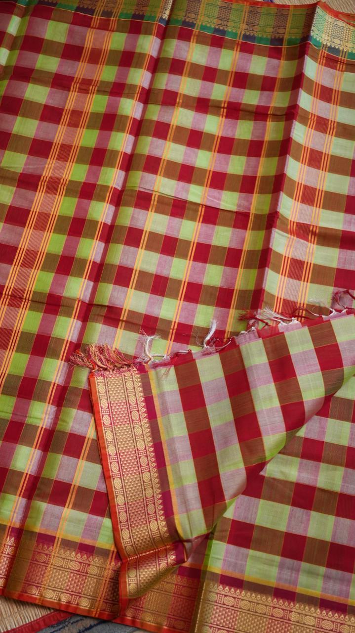 Devendra 10.5 Yards Madisar Saree - 12-12-04-10.5Y-01 (Fruit Salad)
