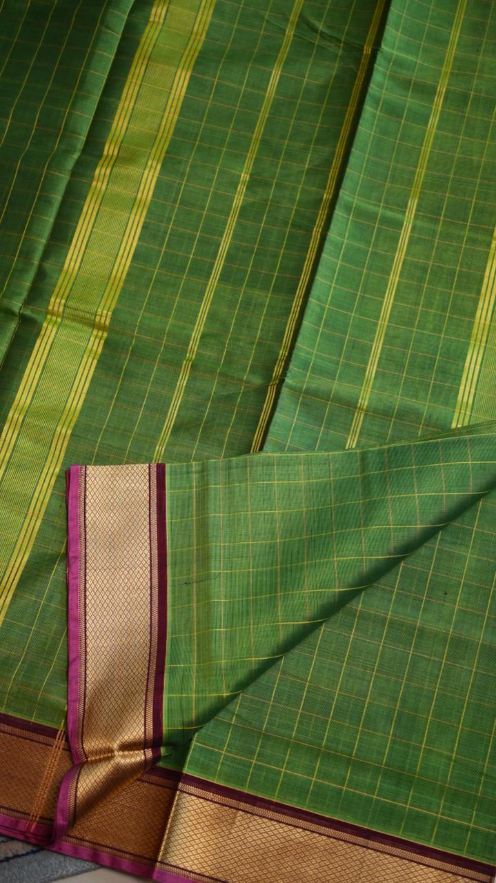 Devendra 10.5 Yards Madisar Saree - 12-10B-12-10.5Y-01 (Parrot Pink)