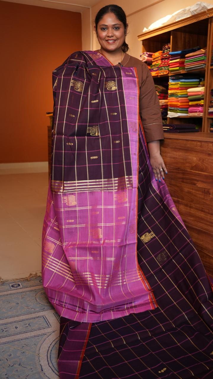 Devendra 10.5 Yards Madisar Saree - 12-03D-05-10.5Y-02 (Grape Pink)