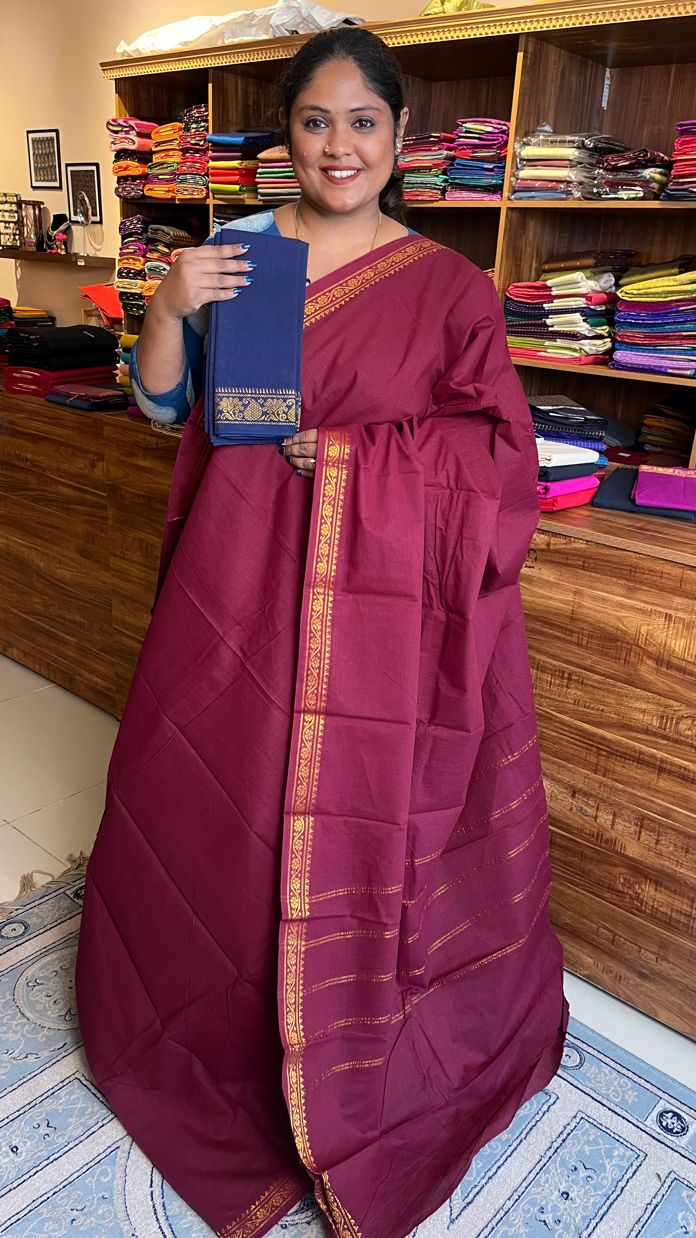 Madurai Cotton Saree Small Border - 11-04C-07-5.50Y-01