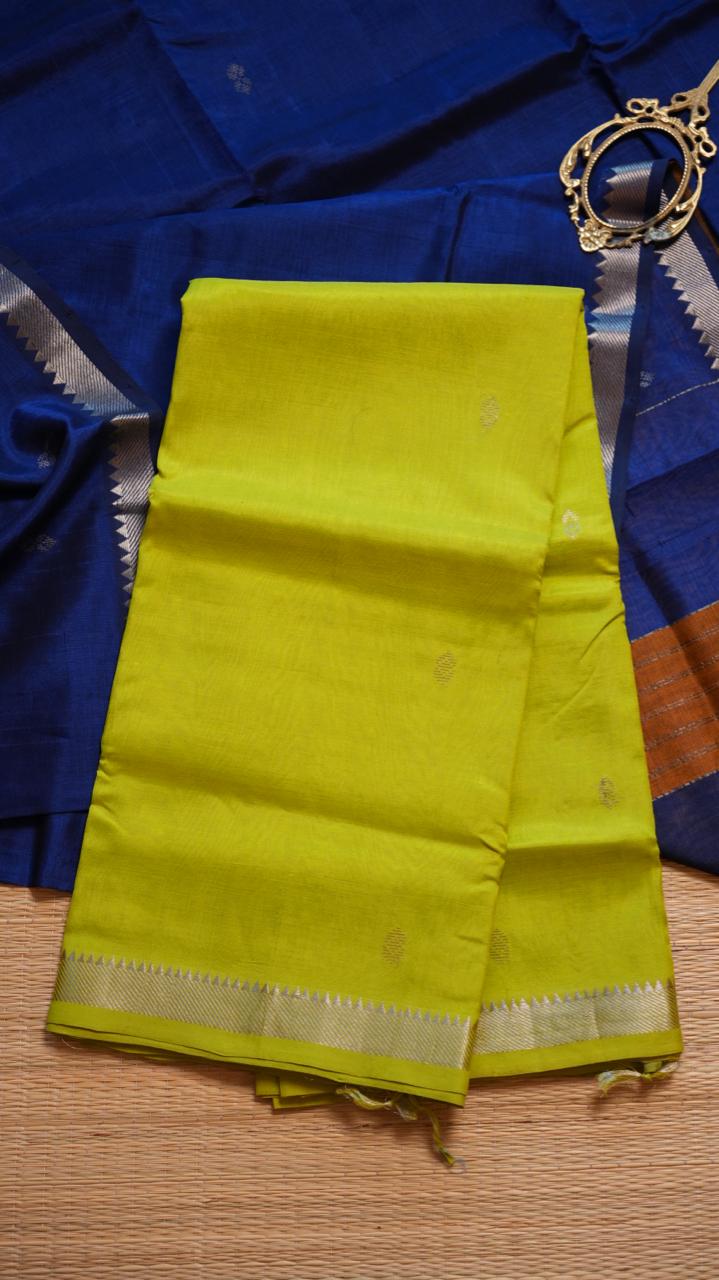 Mangalagiri Silk Cotton Saree - 15-04-03-14 (LIME CANDY)