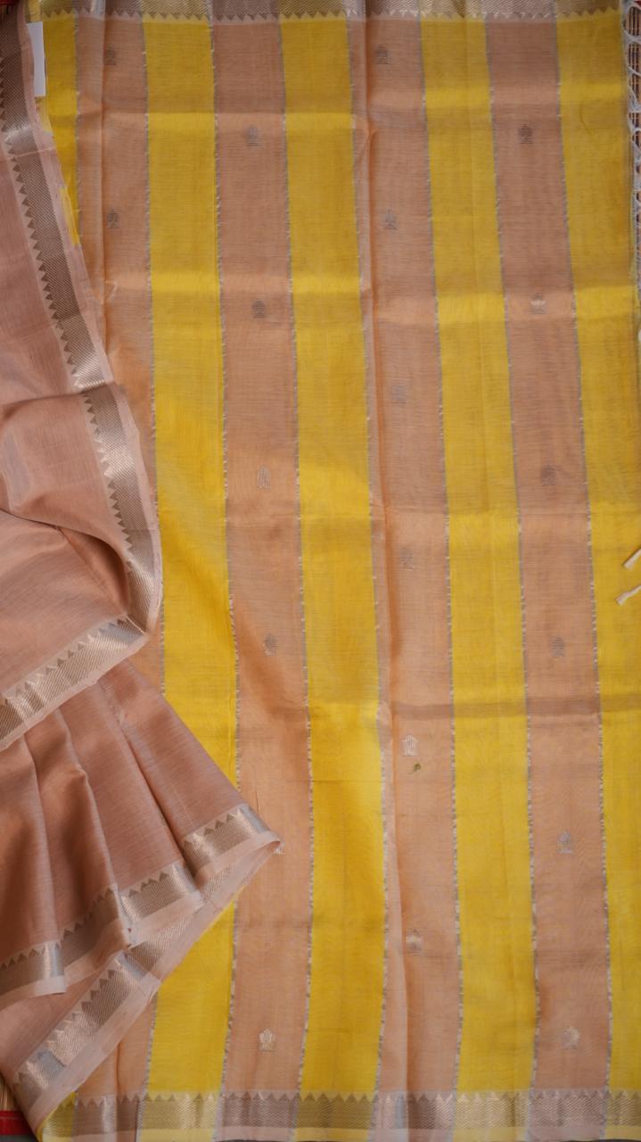 Mangalagiri Silk Cotton Saree - 15-04-03-15 (PEACH MILK)