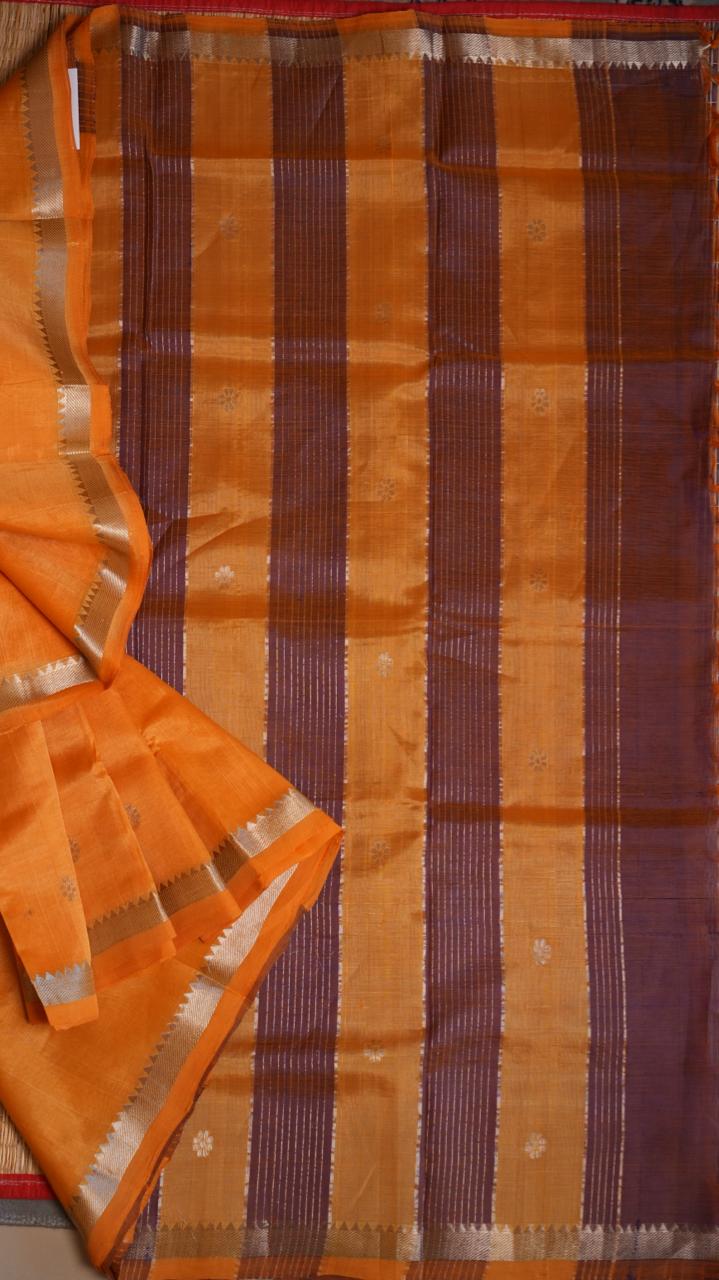 Mangalagiri Silk Cotton Saree - 15-04-03-12 (MANGO JELLY)