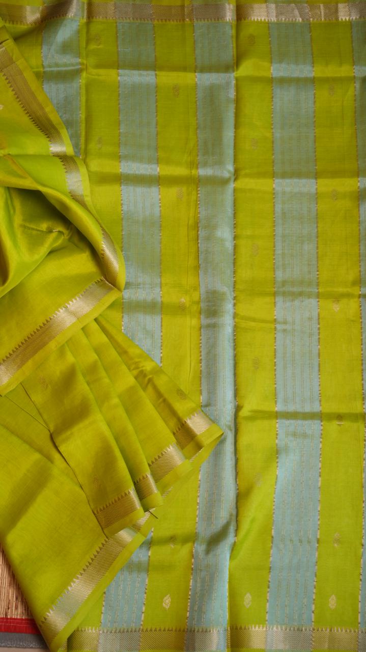 Mangalagiri Silk Cotton Saree - 15-04-03-14 (LIME CANDY)