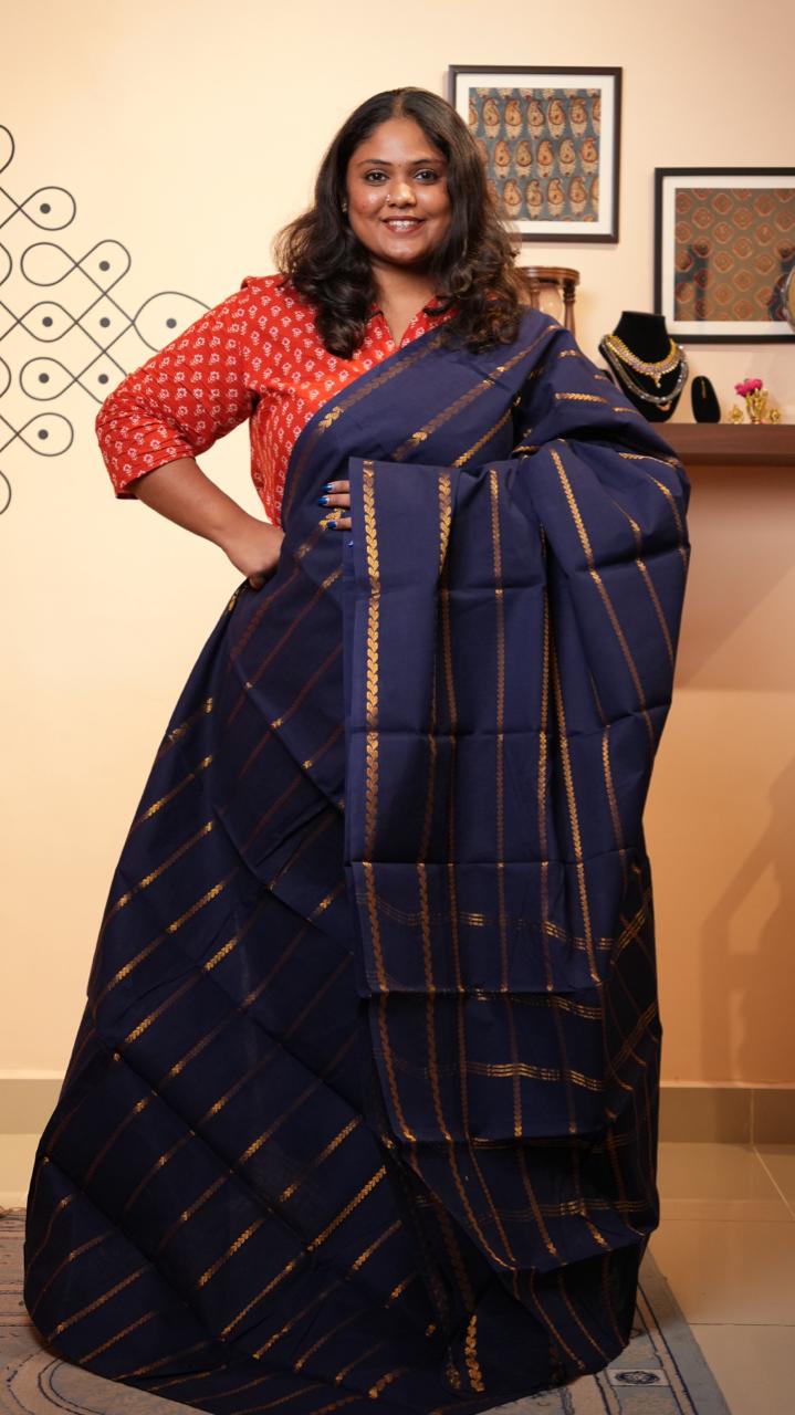 Veldhari Madurai Cotton Saree-11-04C-09-5.50Y-07 (DAIRY MILK)