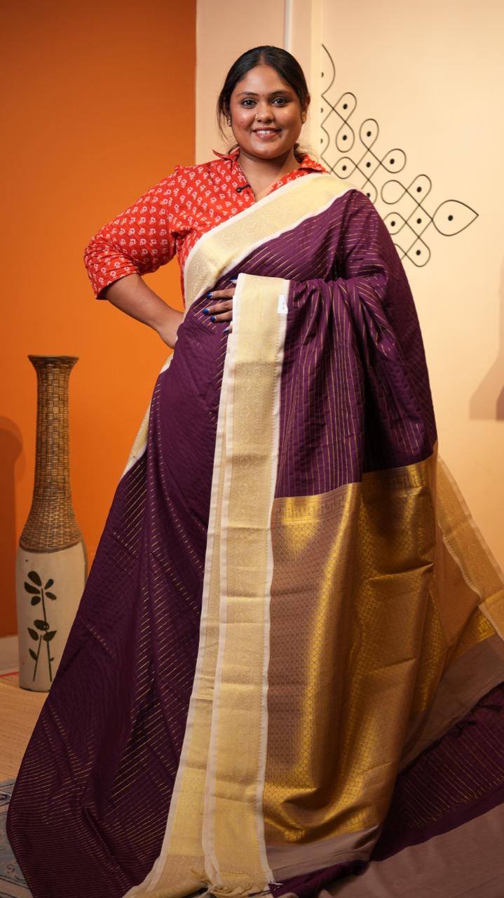 Kanchi Semi Silk Saree - 01-03-16-30 (WINE)