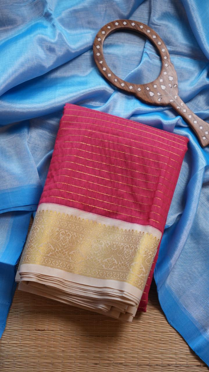 Kanchi Semi Silk Saree - 01-03-16-32 (POMEGRANATE)