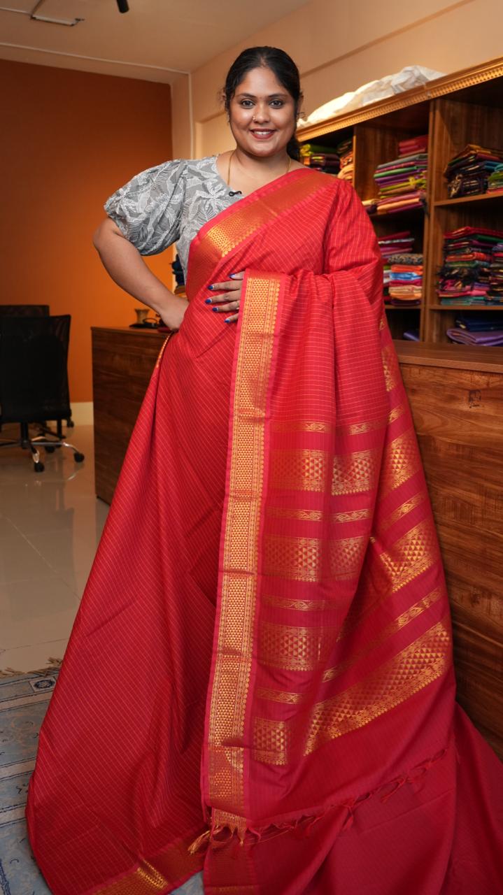 Kanchi Semi Silk Saree -01-03-14-18 (CINNABAR)