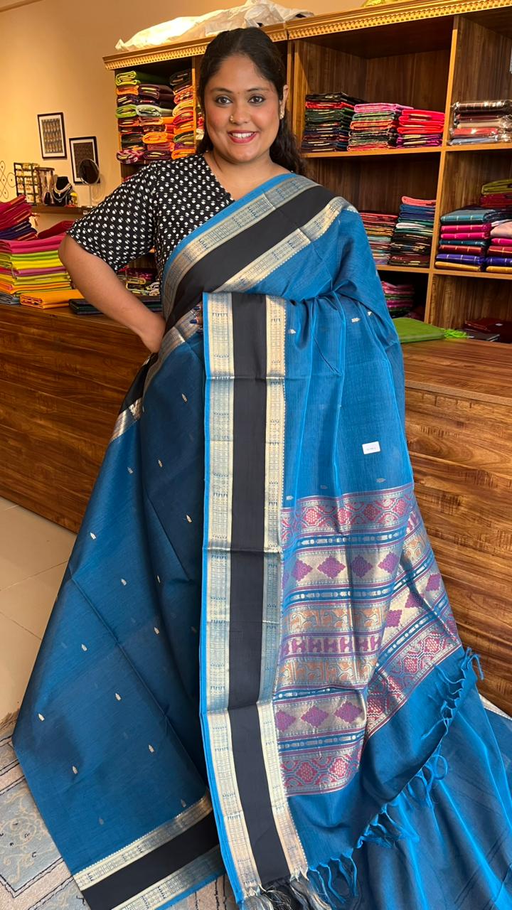 Kanchivaram Pure Silk Cotton 01-12-11-PSC-02 (Blue and Black)
