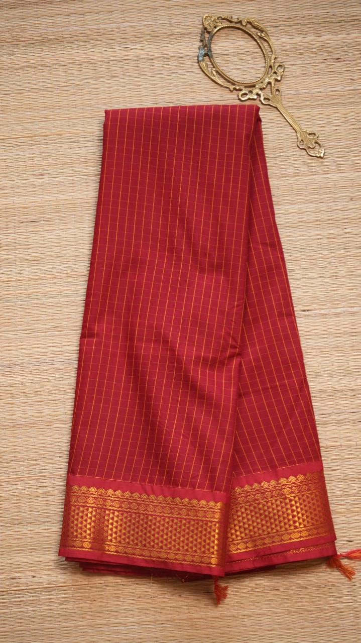 Kanchi Semi Silk Saree -01-03-14-21 (HEMATITE RED)