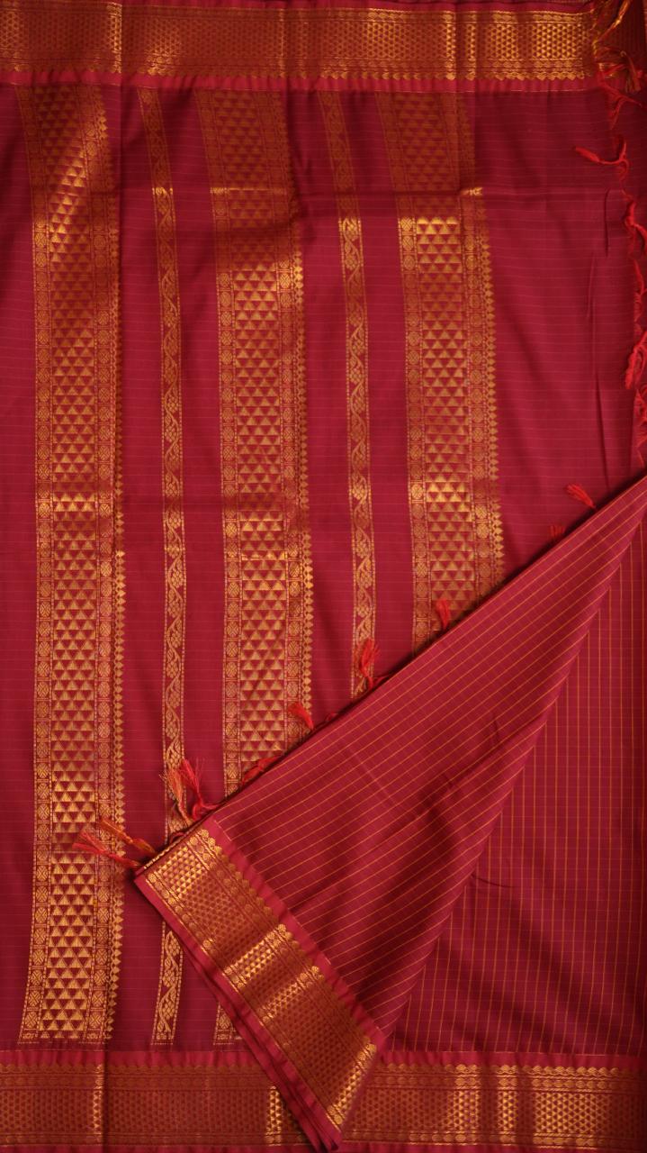 Kanchi Semi Silk Saree -01-03-14-21 (HEMATITE RED)