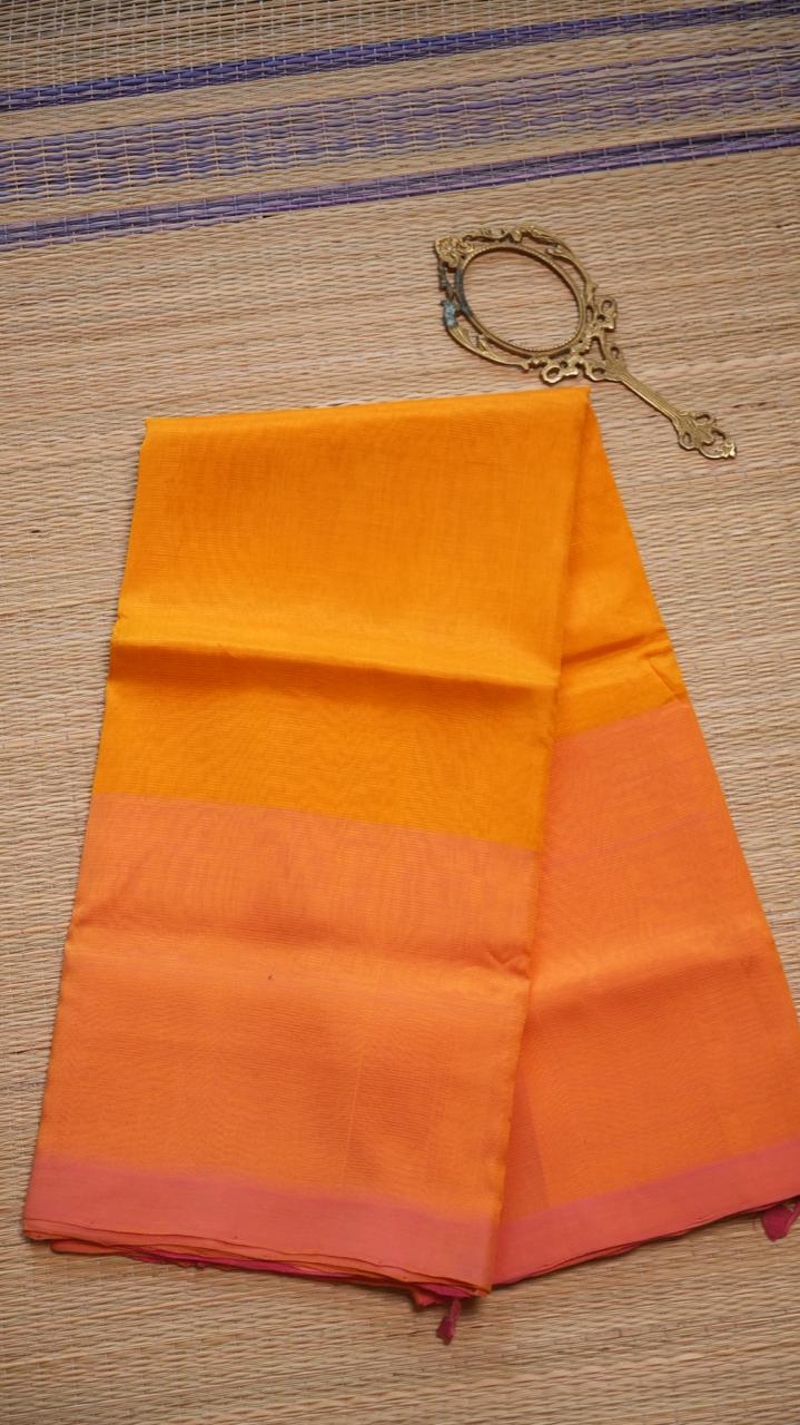 Mangalgiri Plain Silk Cotton Saree - 15-04-02-05 (SPATHODEA DEEP)