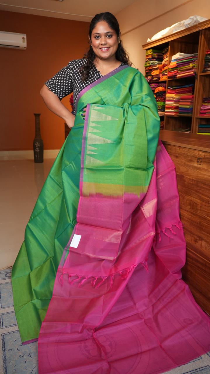 Kora Silk Cotton Saree - 04-04-01-02 (AIRY PARROT)