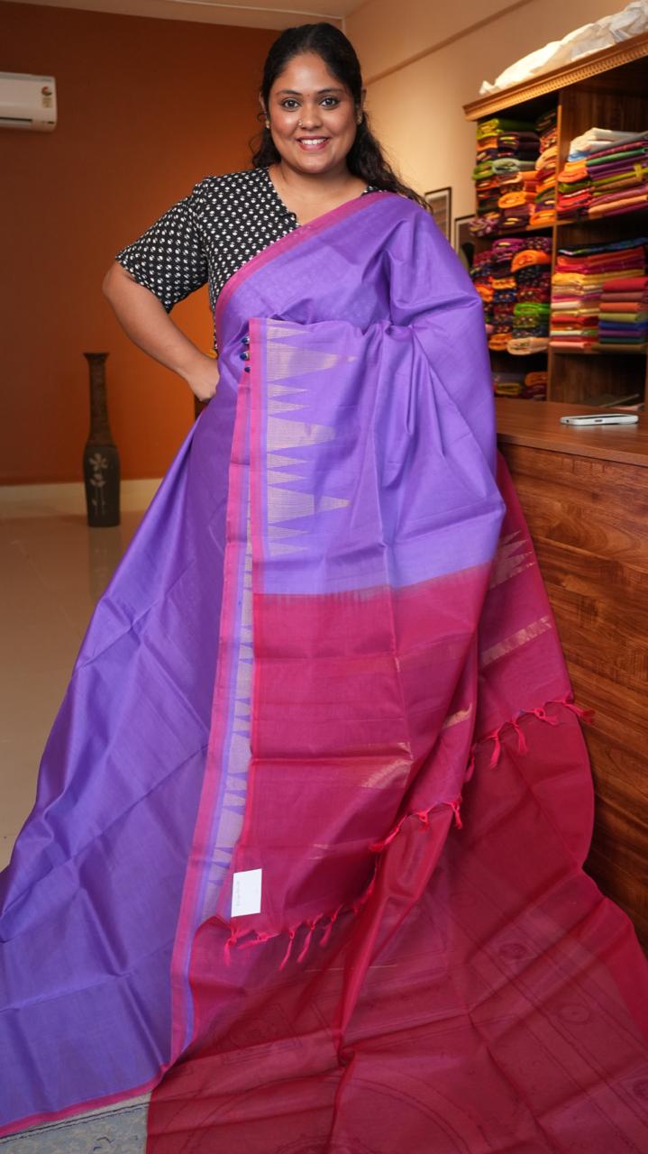 Kora Silk Cotton Saree - 04-04-01-03 (FLOATING LAVENDER)