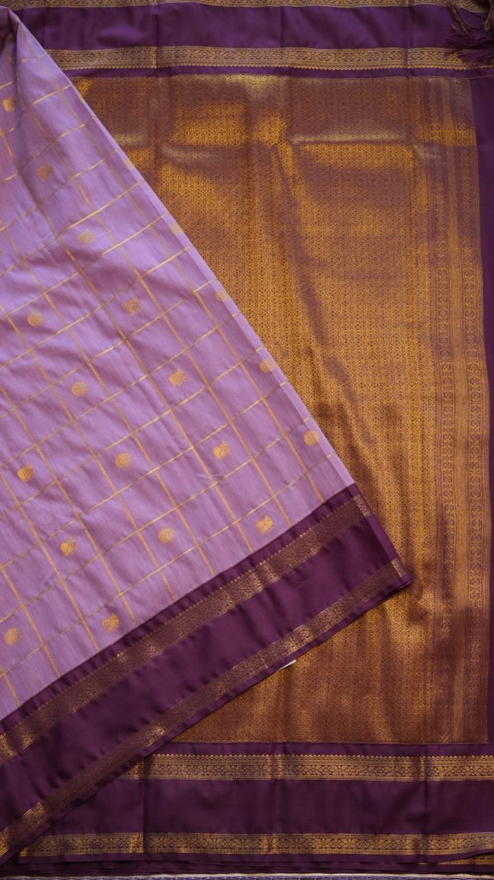 Kanchi Semi Silk Kattam Saree -01-03-15-58 (LILAC DYE)