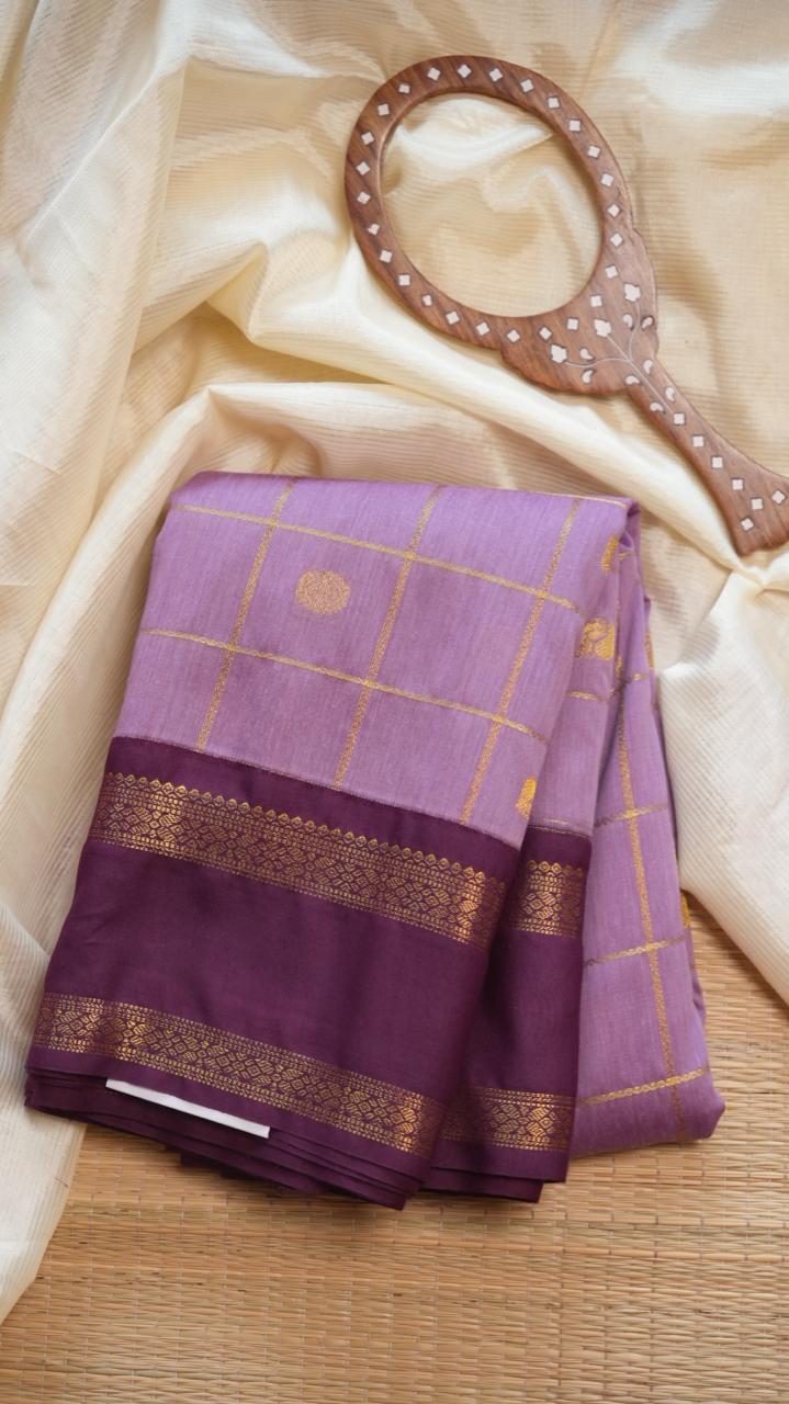 Kanchi Semi Silk Kattam Saree -01-03-15-58 (LILAC DYE)