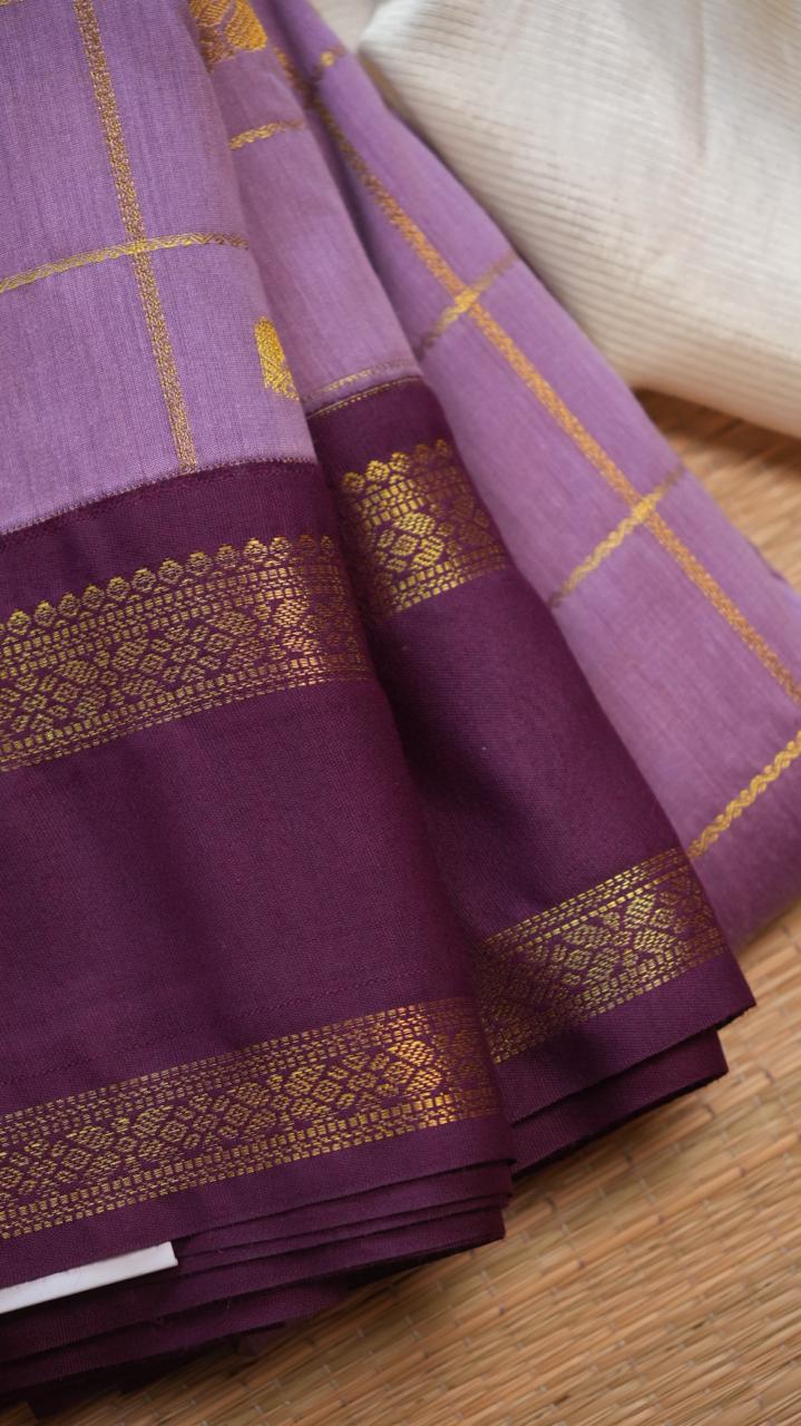 Kanchi Semi Silk Kattam Saree -01-03-15-58 (LILAC DYE)