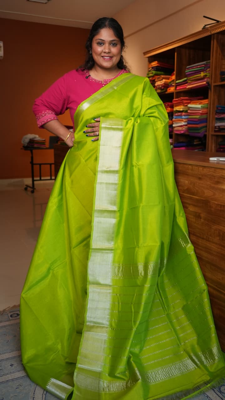 Mangalgiri Silk Cotton Saree - 15-04-01-08 (LIGHT LIME)