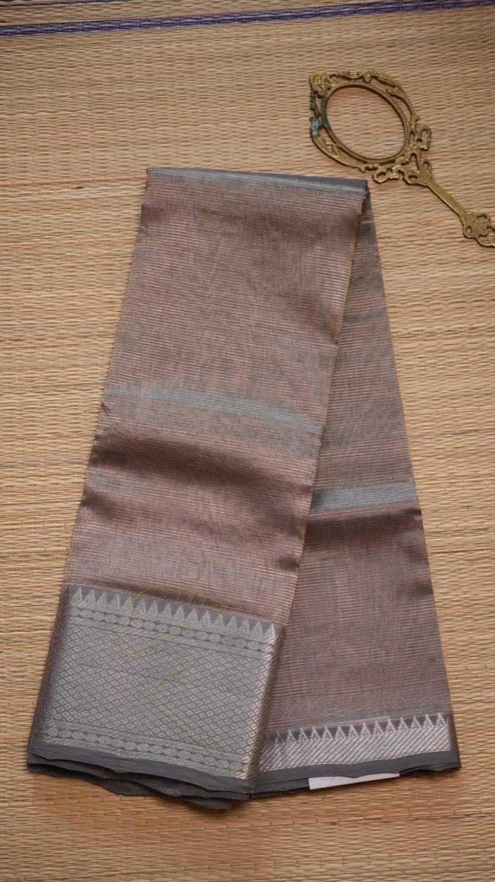 Mangalgiri Silk Cotton Saree - 15-04-01-06 (GREY GOLDSHOT)