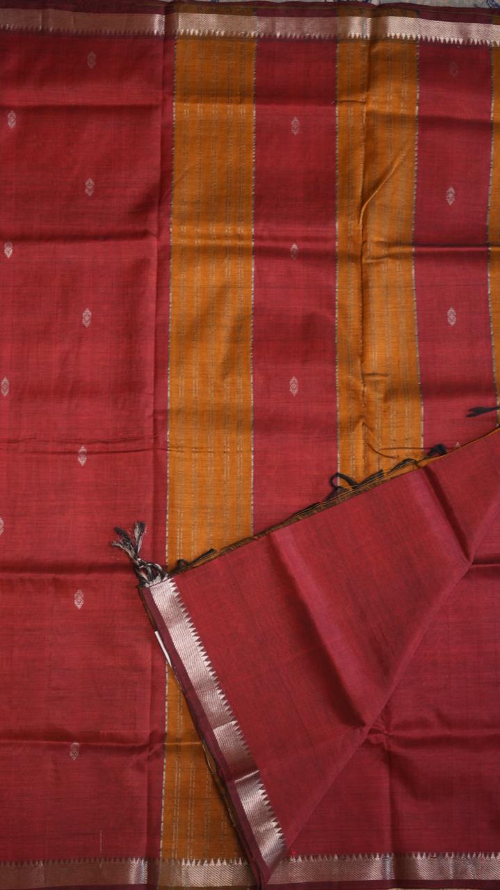 Mangalagiri Small Borders with Bhutta Saree -15-04-02-04 (EMBER CLAY)