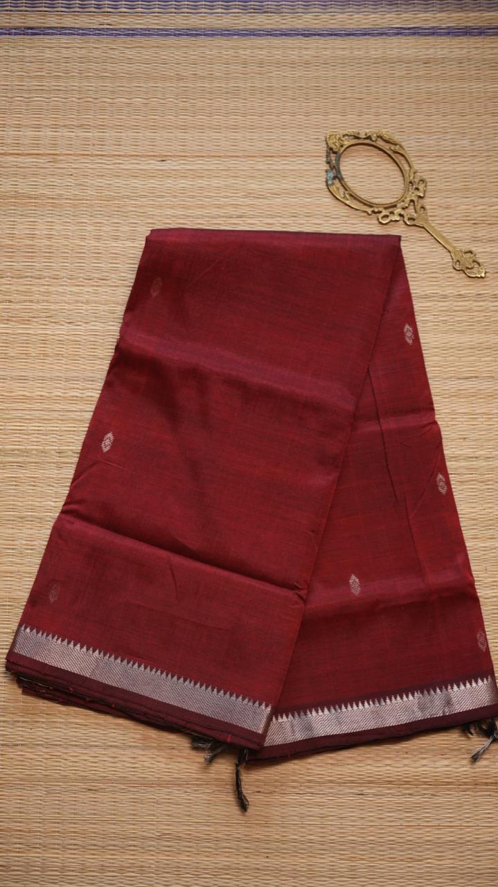 Mangalagiri Small Borders with Bhutta Saree -15-04-02-04 (EMBER CLAY)