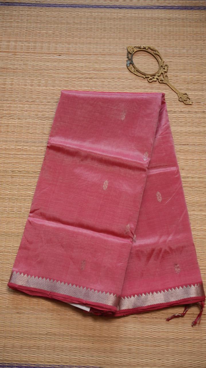 Mangalagiri Small Borders with Bhutta Saree -15-04-02-01 (SUNSET ROSE)