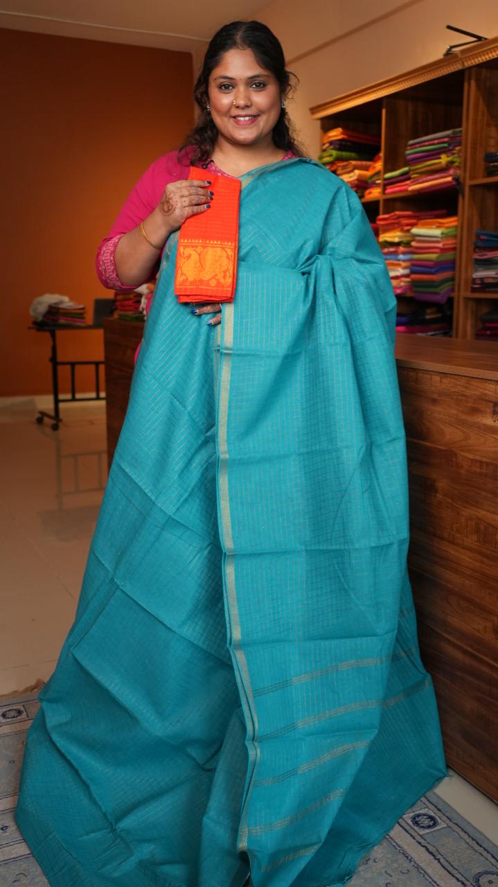Madurai Cotton Kattam Saree -11-04F-01-03 (STUDIO CERULEAN)