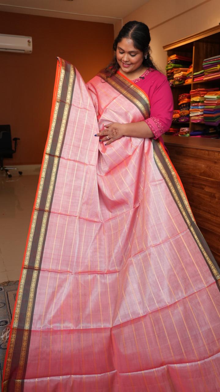 Devendra 10.5 Yards Madisar Veldhari Saree - 12-11-13-12Y-01 (PETAL BLUSH)