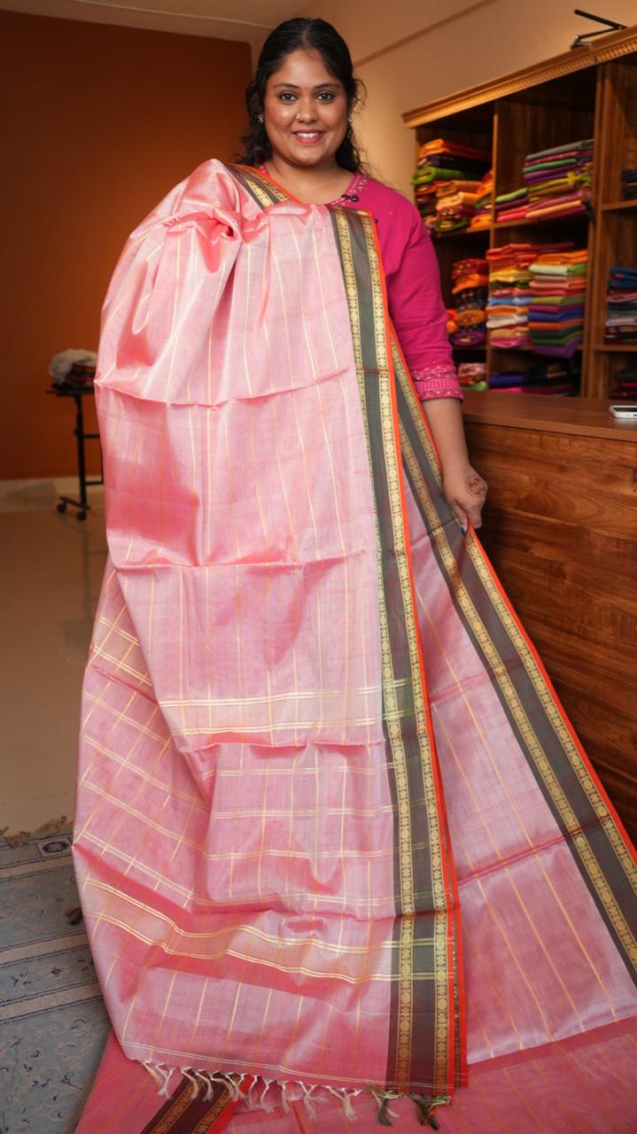 Devendra 10.5 Yards Madisar Veldhari Saree - 12-11-13-12Y-01 (PETAL BLUSH)