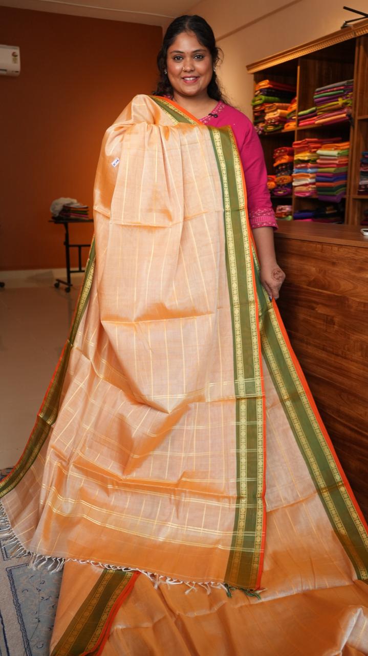 Devendra 11 Yards Madisar Veldhari Saree - 12-11B-15-11Y-01 (CREAM BLOSSOM)