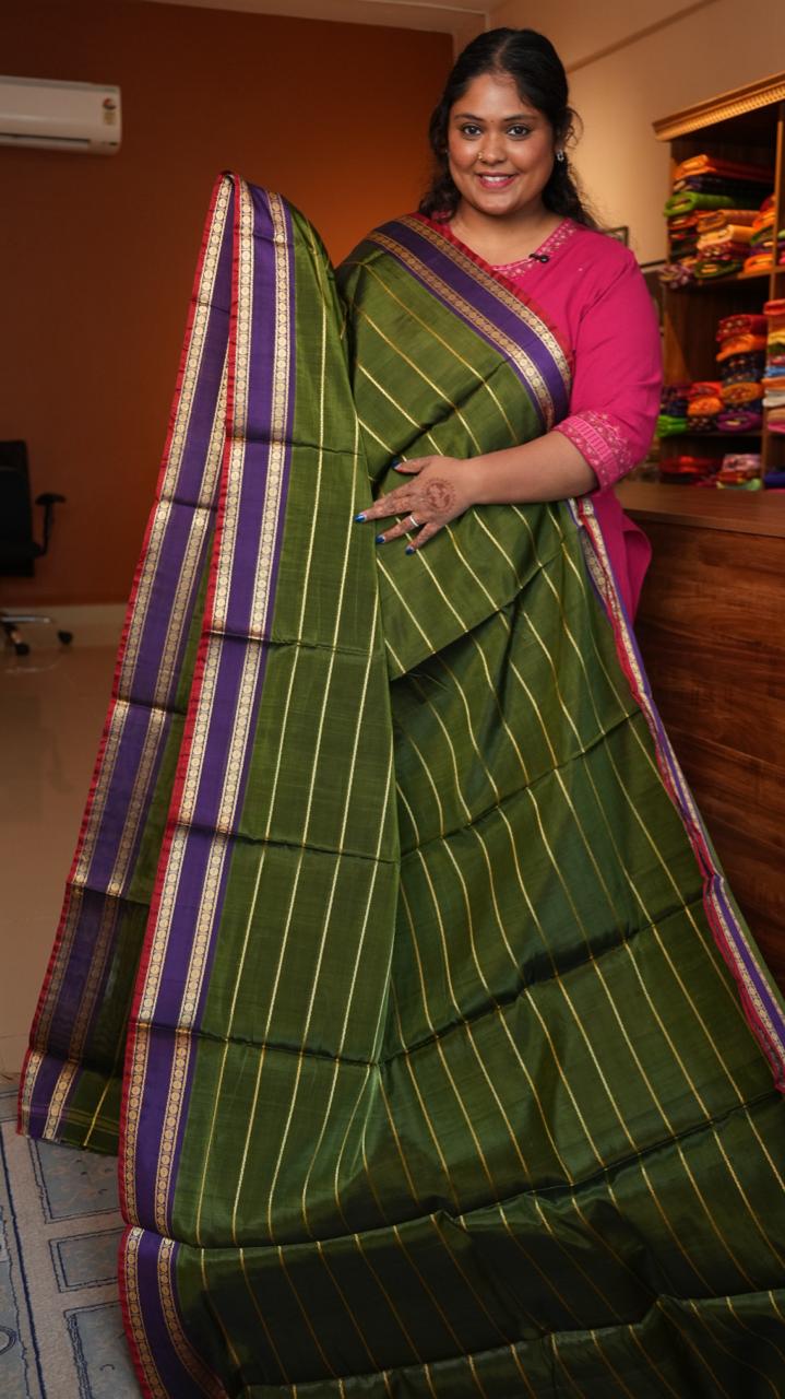 Devendra 10.5 Yards Madisar Veldhari Saree  - 12-12-16-10.5Y.04 (TEMPLE LEAF)