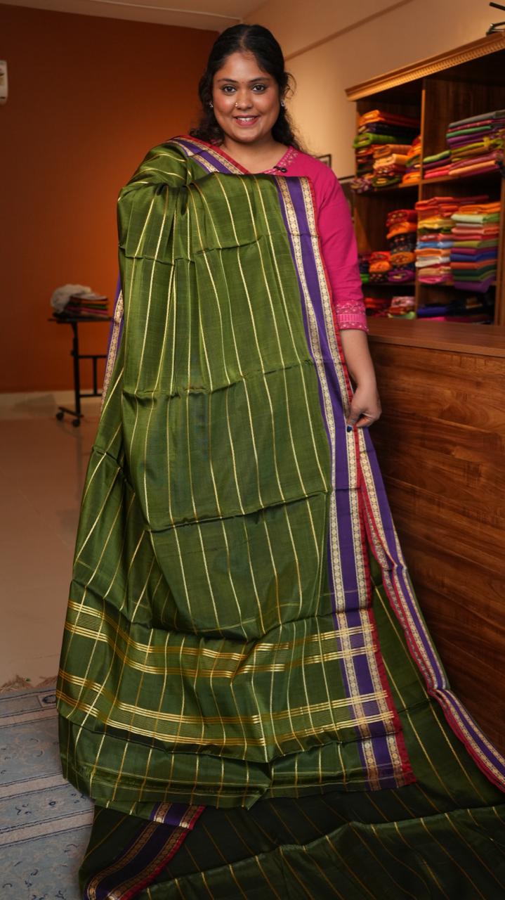 Devendra 10.5 Yards Madisar Veldhari Saree  - 12-12-16-10.5Y.04 (TEMPLE LEAF)