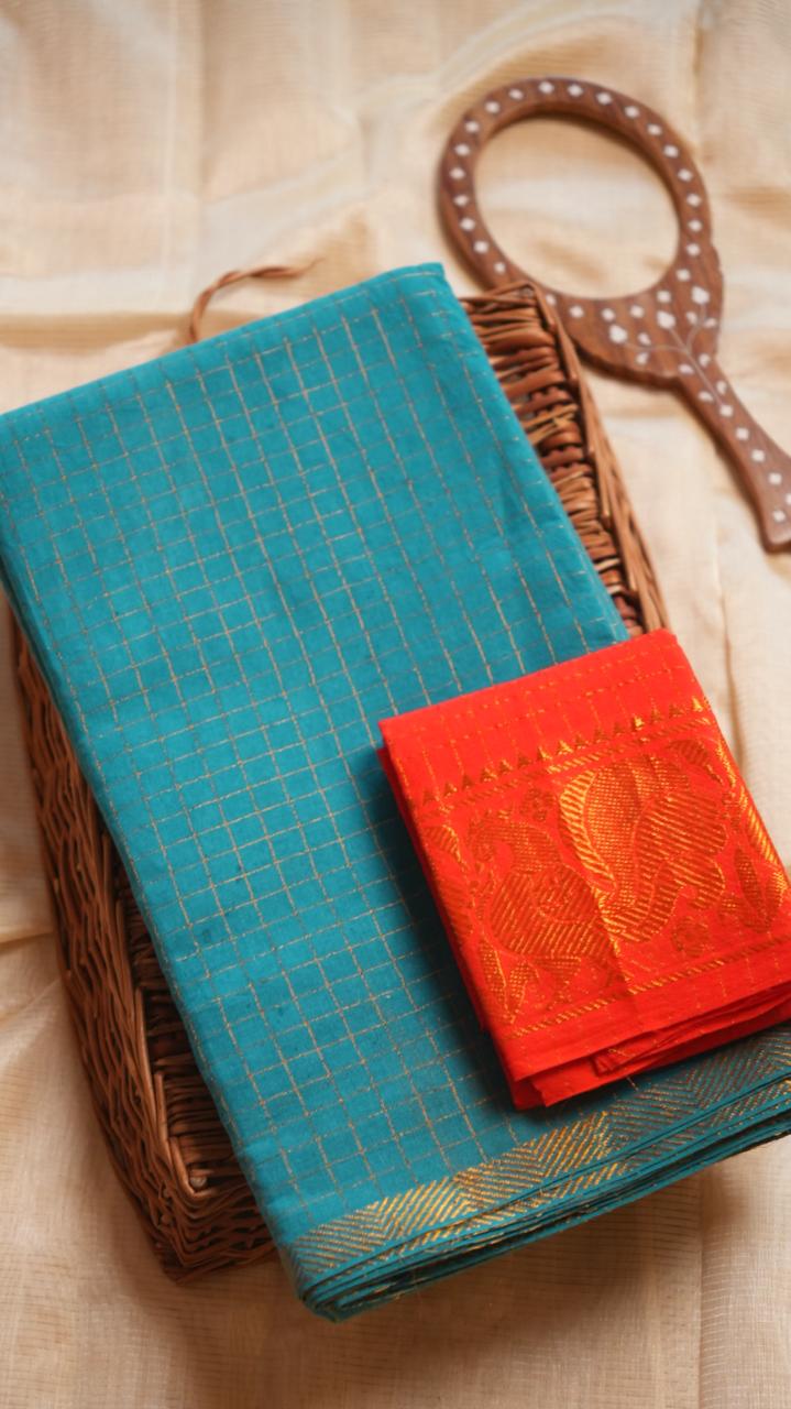 Madurai Cotton Kattam Saree -11-04F-01-03 (STUDIO CERULEAN)