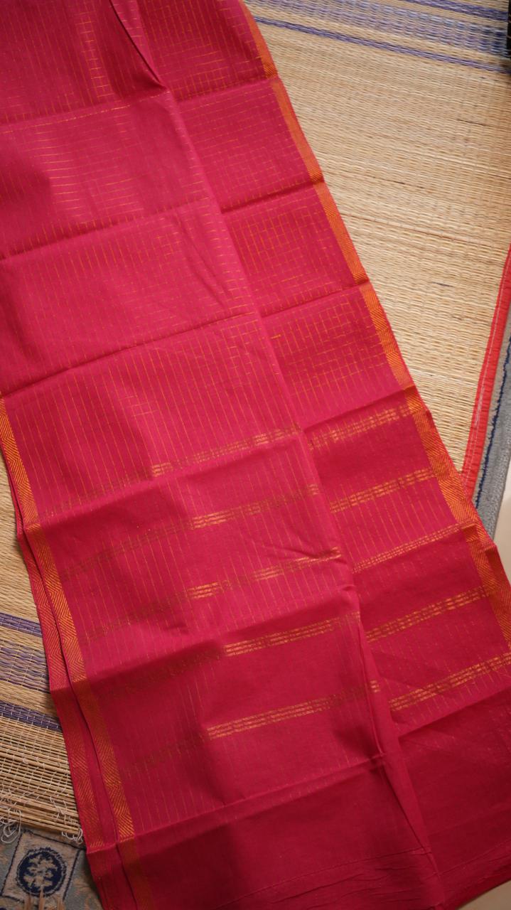 Madurai Cotton Kattam Saree -11-04F-01-06 (VOGUE CERISE)