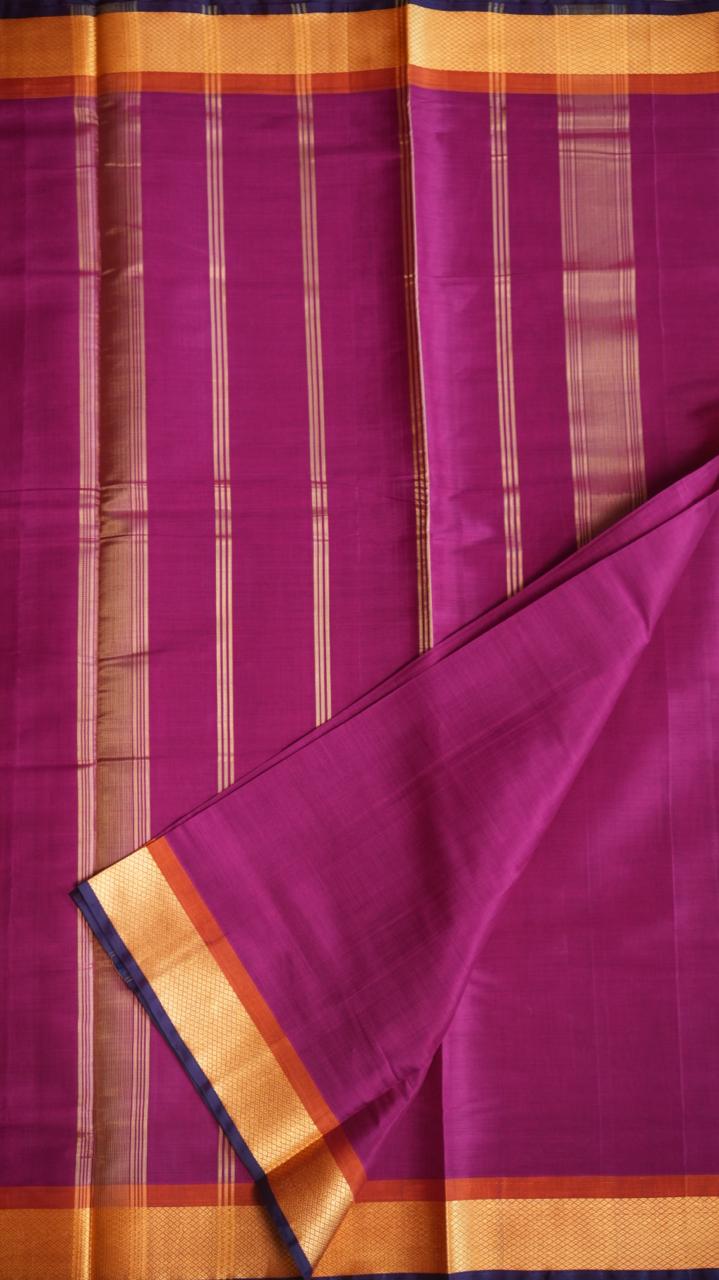 Devendra 11 Yards Madisar Checks Saree - 12-11-12-11Y-01 (TEMPLE MAGENTA)