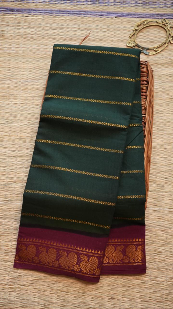 Madurai Cotton Veldhari Saree -11-04C-10-6.50Y-05 (EMERALD ROYALE)