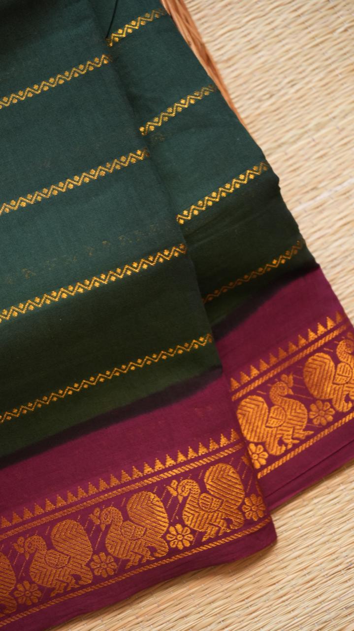 Madurai Cotton Veldhari Saree -11-04C-10-6.50Y-05 (EMERALD ROYALE)
