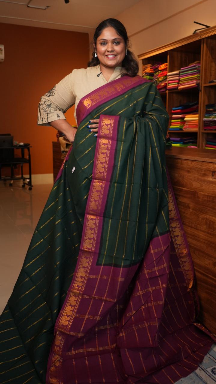 Madurai Cotton Veldhari Saree -11-04C-10-6.50Y-05 (EMERALD ROYALE)