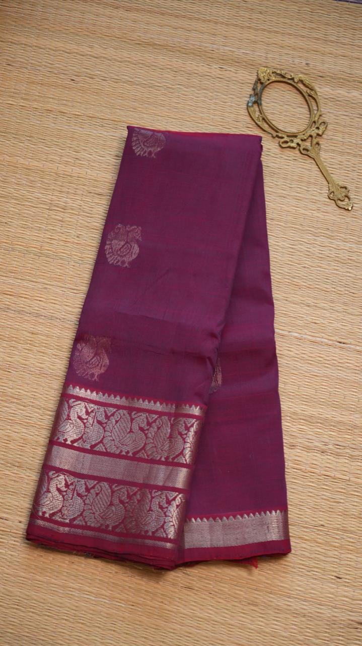 Mangalgiri Silk Cotton Kanchi Border with Bhutta Saree - 15-04-03-15 (MULBERRY MUSE)