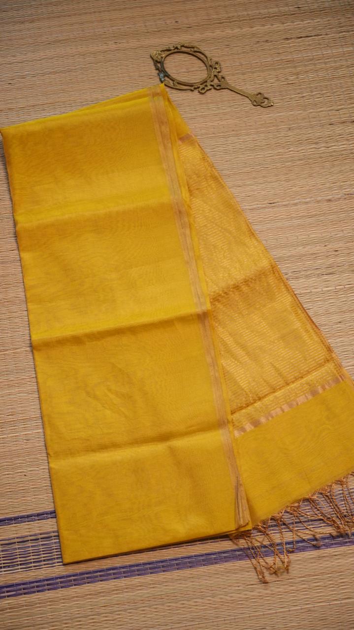 Maheshwari Silk Cotton Plain Tissue Saree - 05-02B-01-08 (TROPICAL SUNSET)