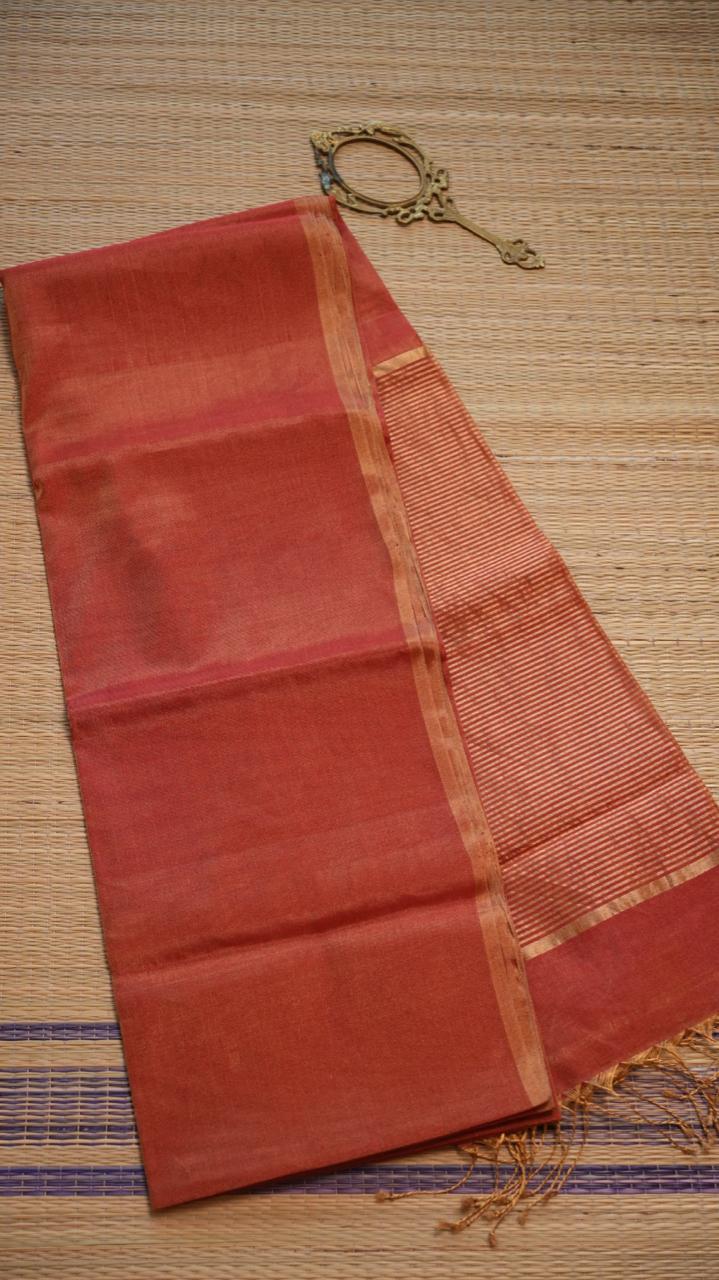 Maheshwari Silk Cotton Plain Tissue Saree - 05-02B-01-05 (MIDNIGHT IN NEWYORK)